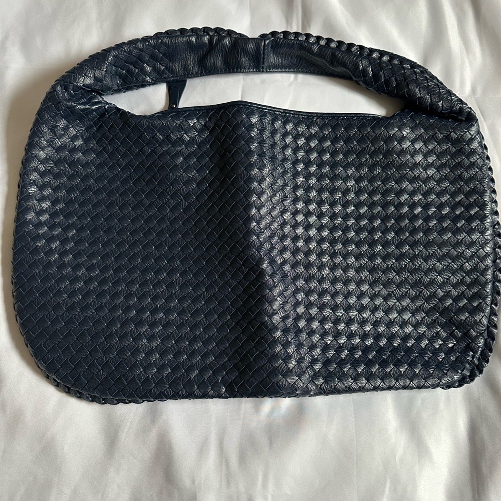 Elegant Navy Woven  Shoulder Bag